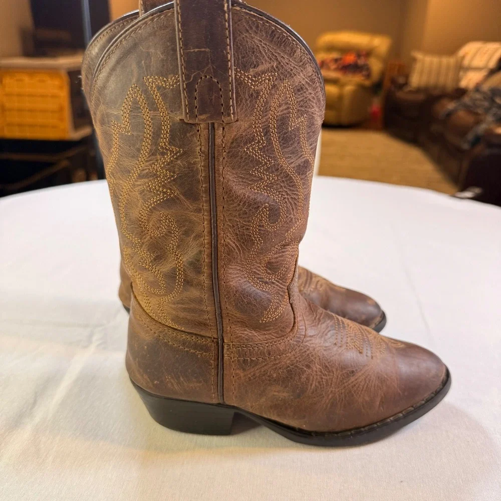 Cody James Cowboy Boots Boys Size 1 Brown Leather Western Cowboy Rodeo Country